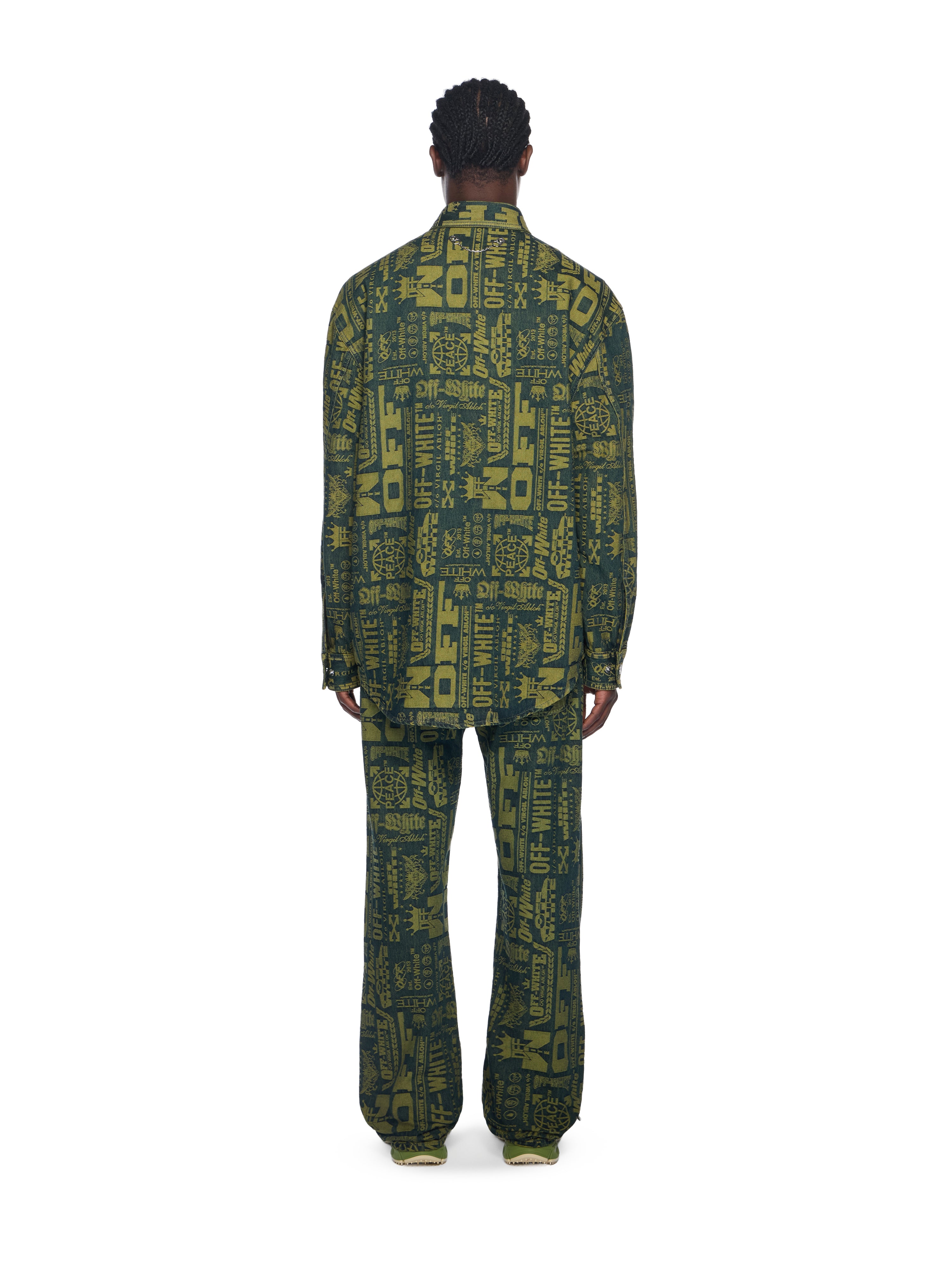 Off-White Multilogo Jacquard Denim Shirt Green