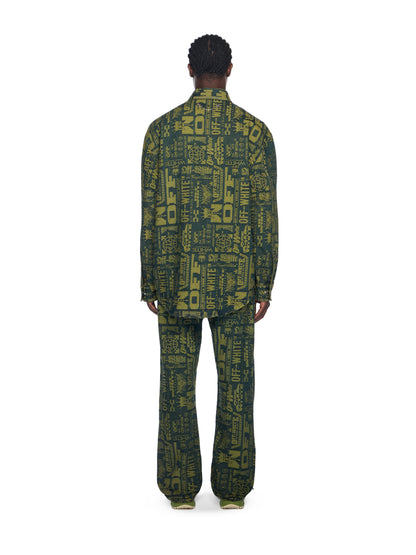 Off-White Multilogo Jacquard Denim Shirt Green