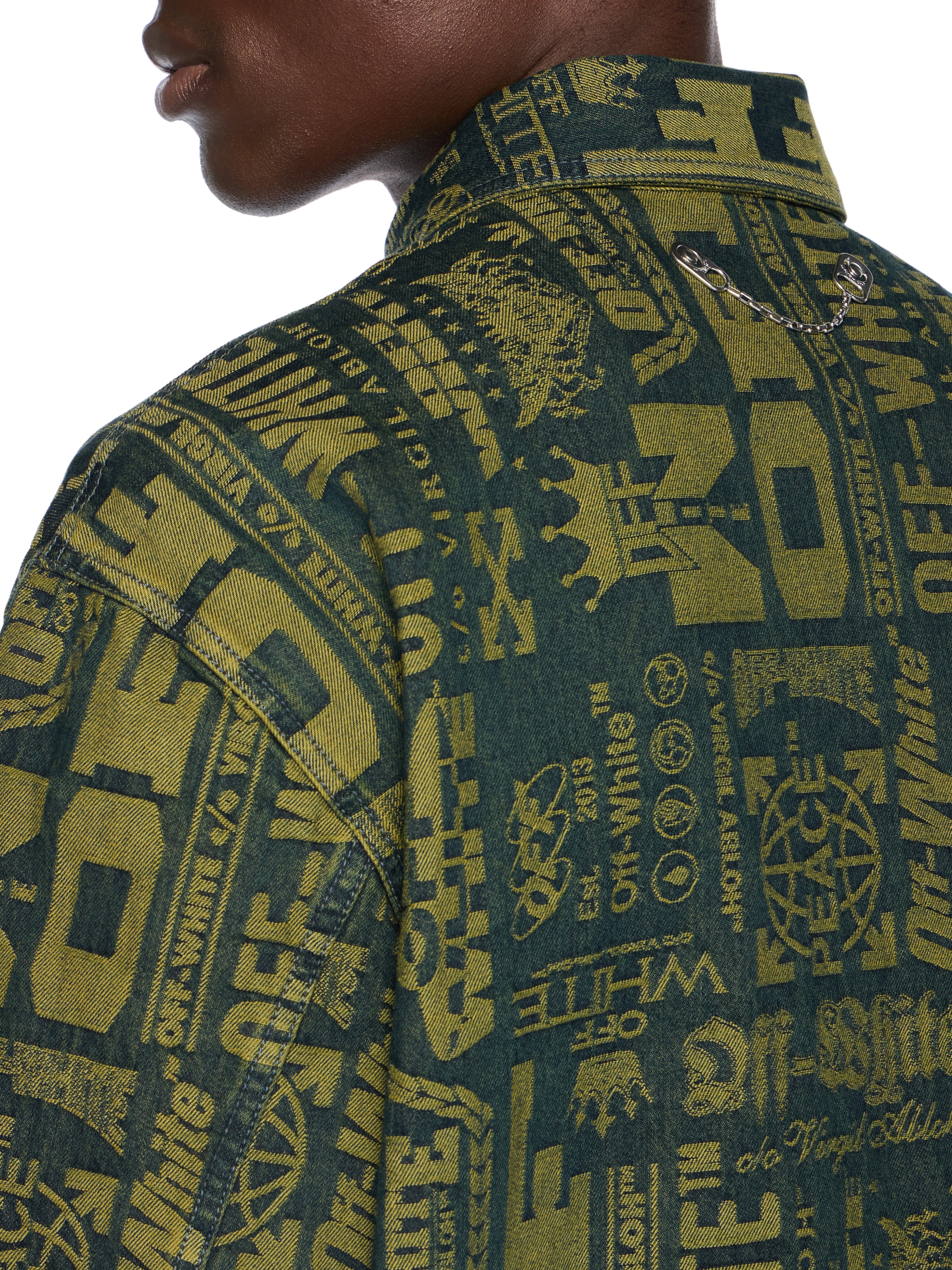 Off-White Multilogo Jacquard Denim Shirt Green