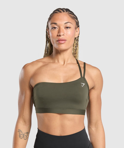 Women's Gymshark One Shoulder Sports Bra Weighted Green