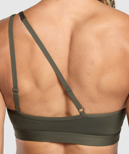 Women's Gymshark One Shoulder Sports Bra Weighted Green