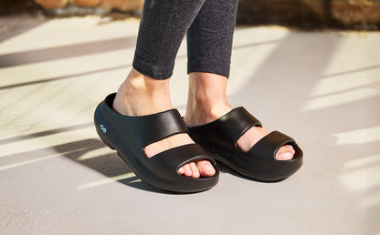 Oofos Women's Two-Strap Sandal Black