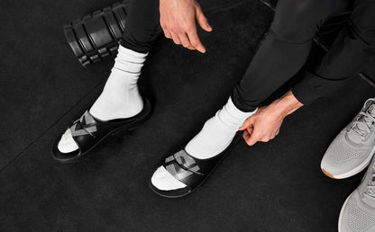 Oofos Men's Sport Slide White & Black