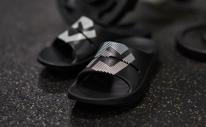 Oofos Men's Sport Slide White & Black