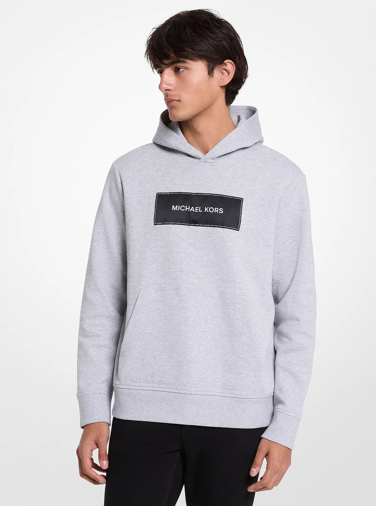 Michael Kors Logo Cotton Blend Hoodie HEATHER GREY