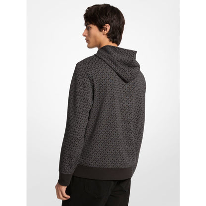 Michael Kors Embellished Signature Logo Cotton Blend Hoodie BLACK