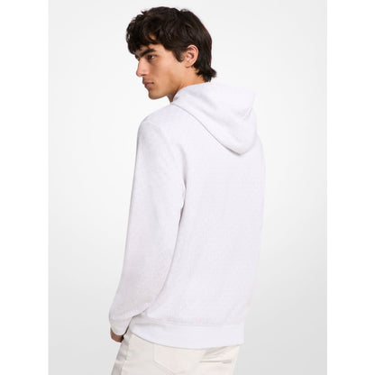 Michael Kors Embellished Signature Logo Cotton Blend Hoodie WHITE