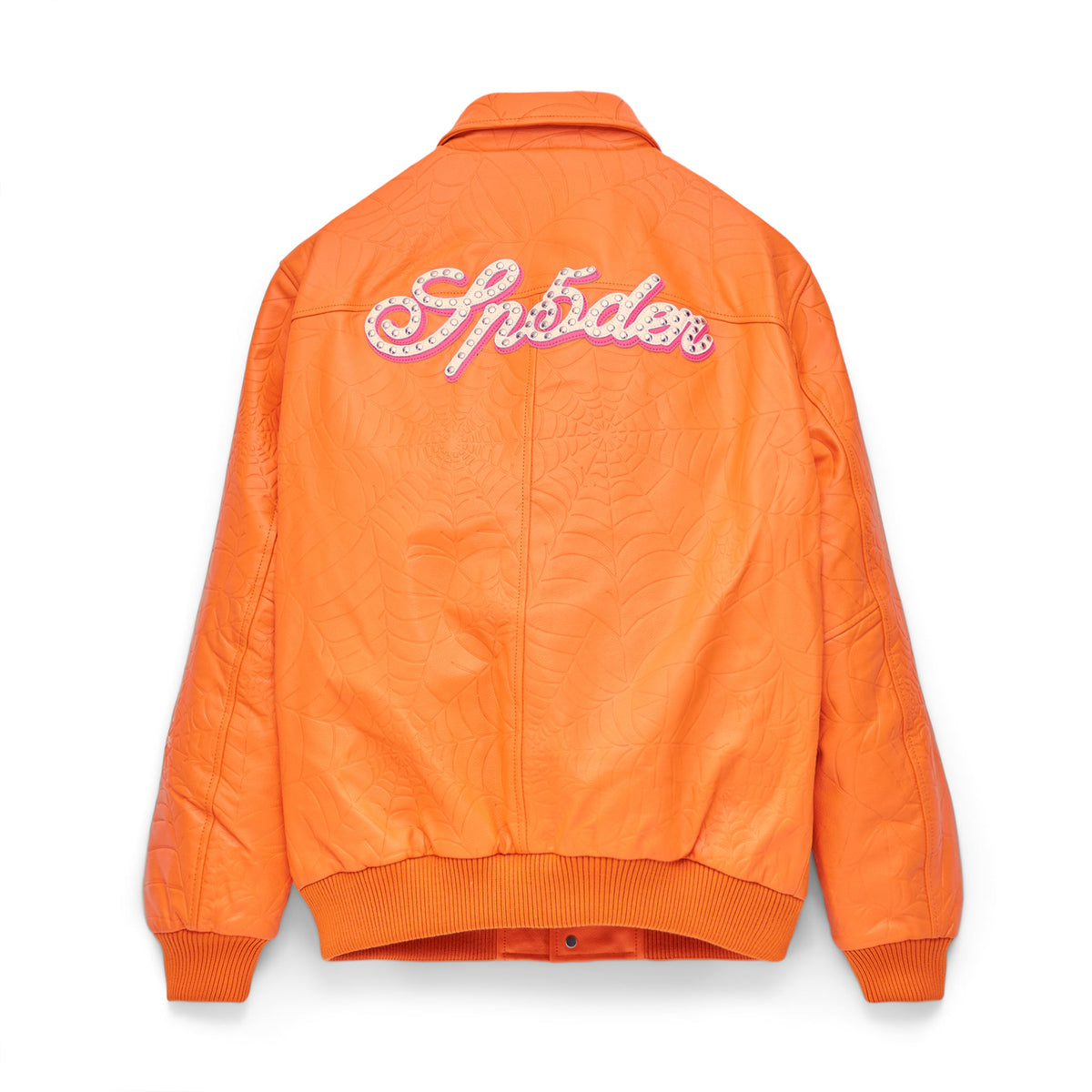 Sp5der Debossed WEB Leather Jacket