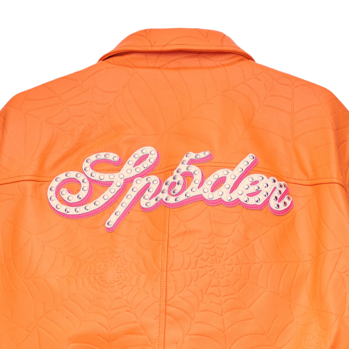 Sp5der Debossed WEB Leather Jacket