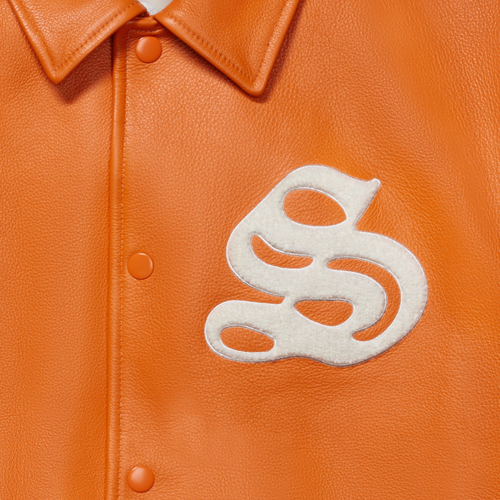 Sp5der Leather Varsity Jacket