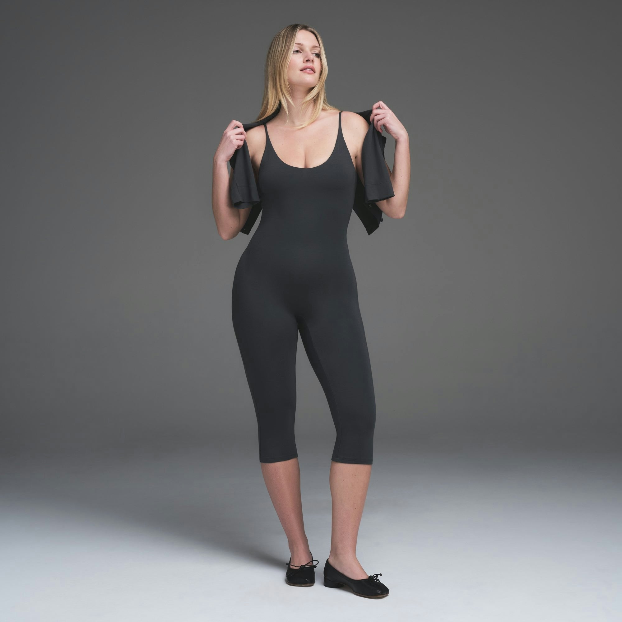Skims Smooth Layers Capri Catsuit Graphite
