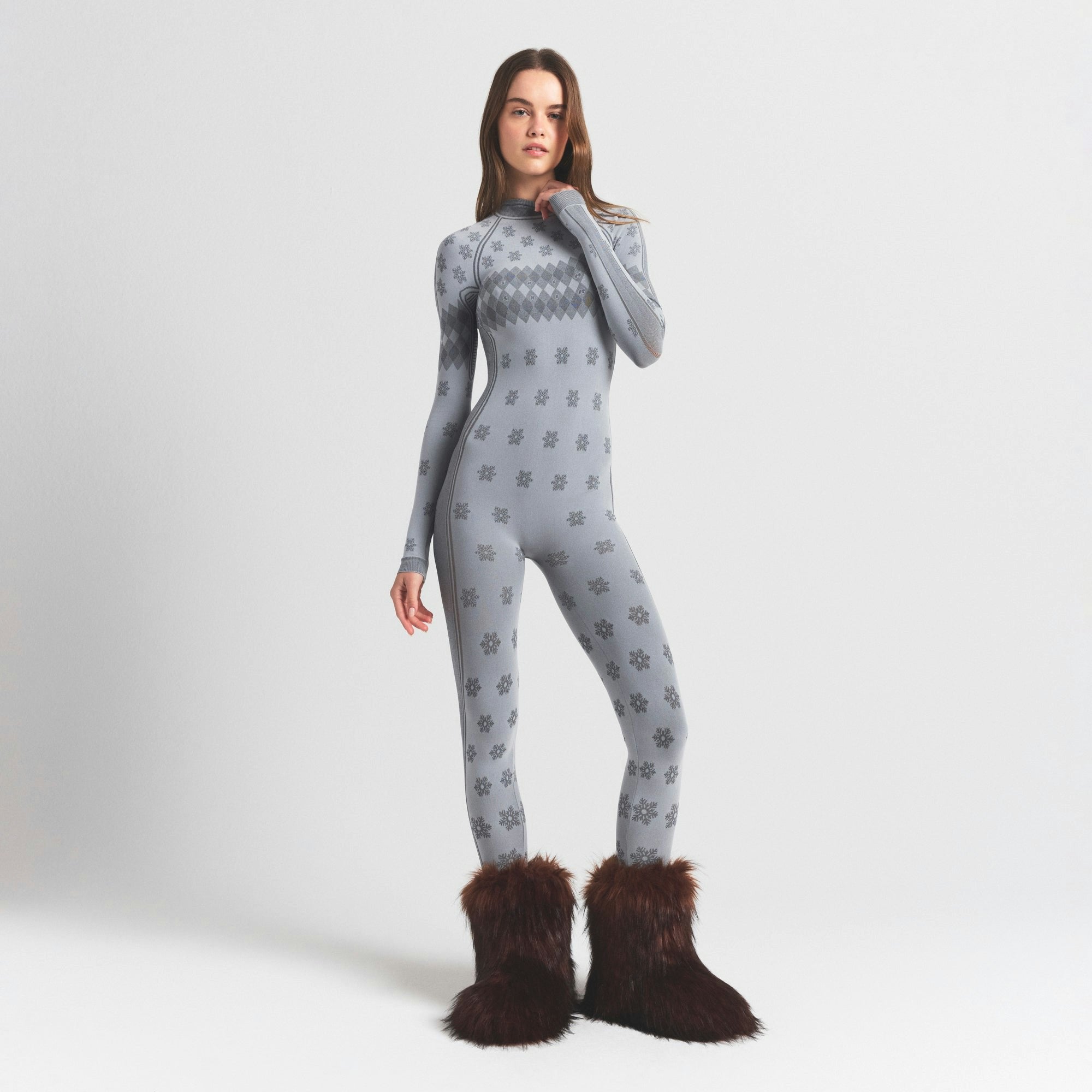 Skims Skims First Layers Turtleneck Catsuit Mirror Winter Fair Isle