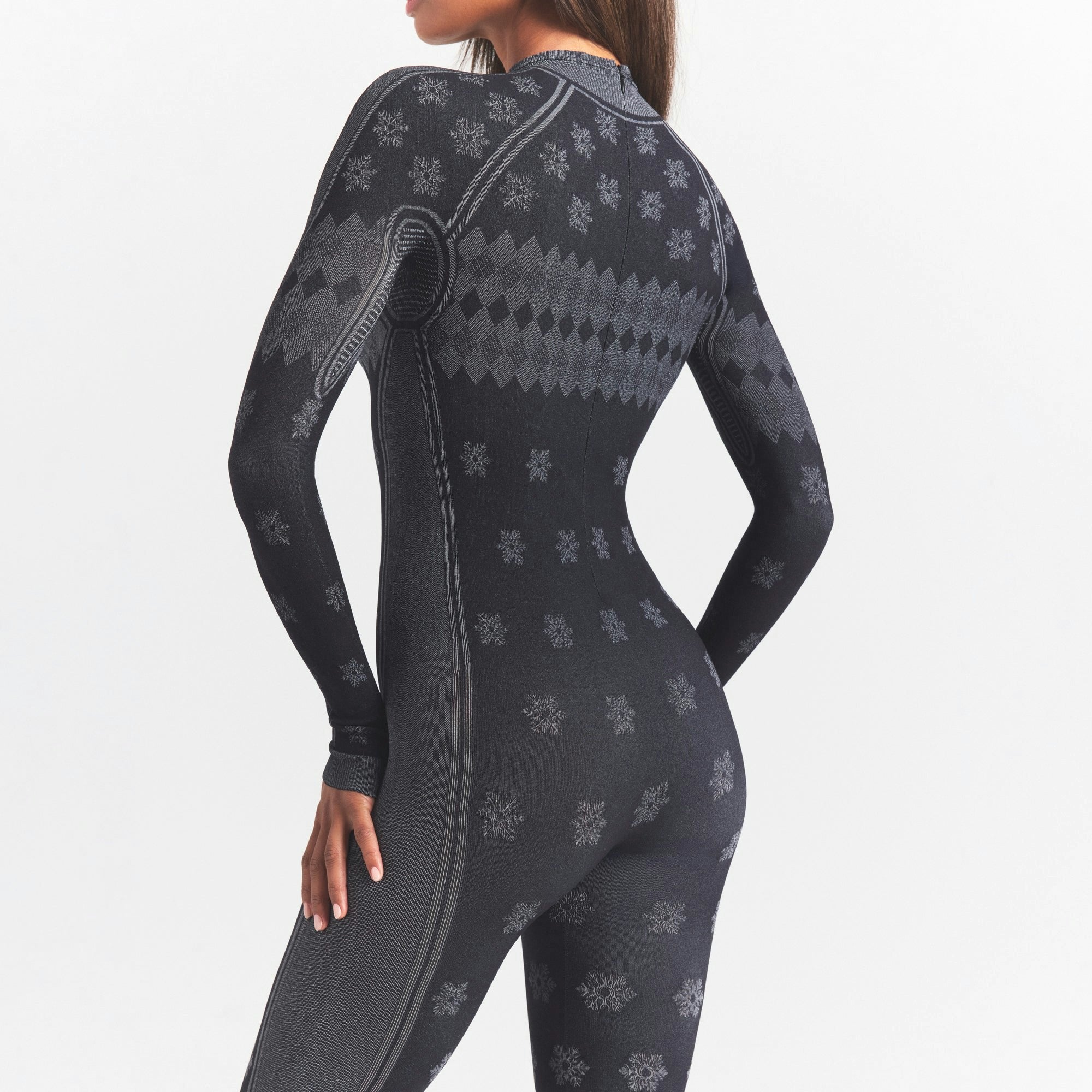 Skims Skims First Layers Turtleneck Catsuit Obsidian Winter Fair Isle