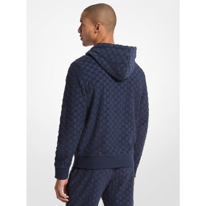 Michael Kors Logo Jacquard Terry Zip-Up Hoodie MIDNIGHT