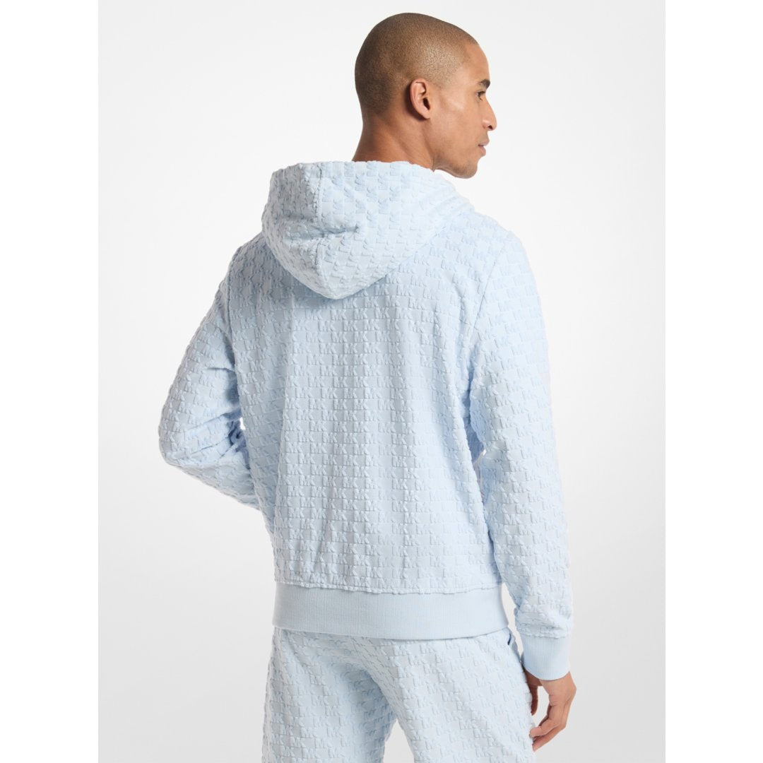 Michael Kors Logo Jacquard Terry Zip-Up Hoodie PASTEL BLUE