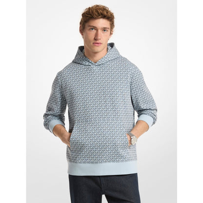 Michael Kors Signature Logo Cotton Blend Hoodie PASTEL BLUE