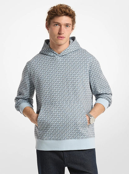 Michael Kors Signature Logo Cotton Blend Hoodie PASTEL BLUE