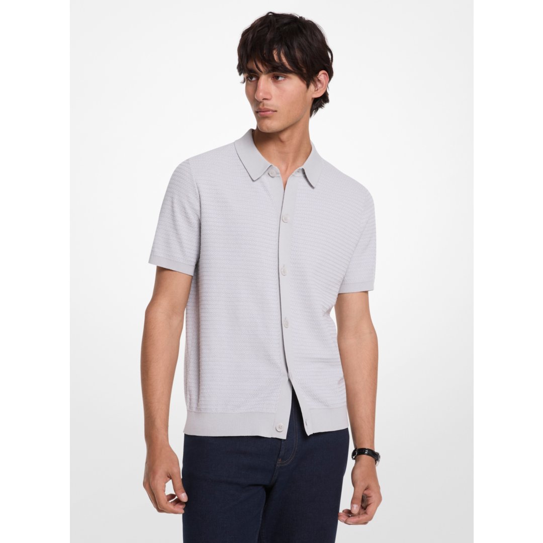 Michael Kors Cotton Tuck Stitch Shirt PEARL GREY