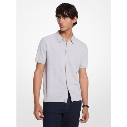 Michael Kors Cotton Tuck Stitch Shirt PEARL GREY