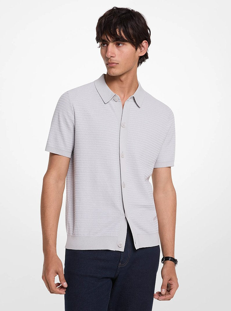 Michael Kors Cotton Tuck Stitch Shirt PEARL GREY
