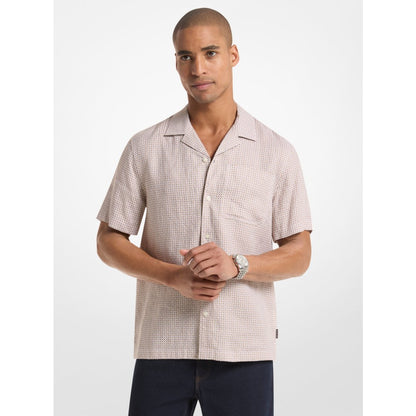 Michael Kors Tile Print Linen Shirt DARK CAMEL