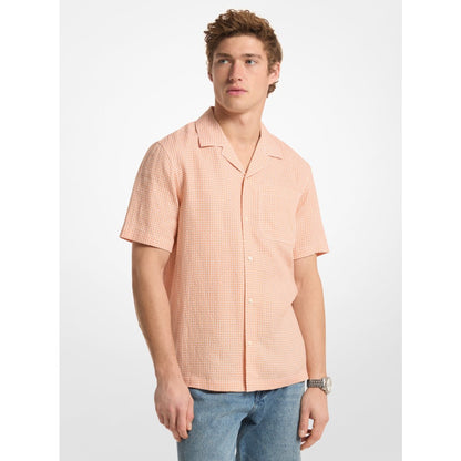 Michael Kors Tile Print Linen Shirt RADIANT ORANGE