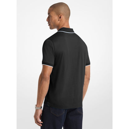 Michael Kors Cotton Jersey Zip-Up Polo Shirt BLACK