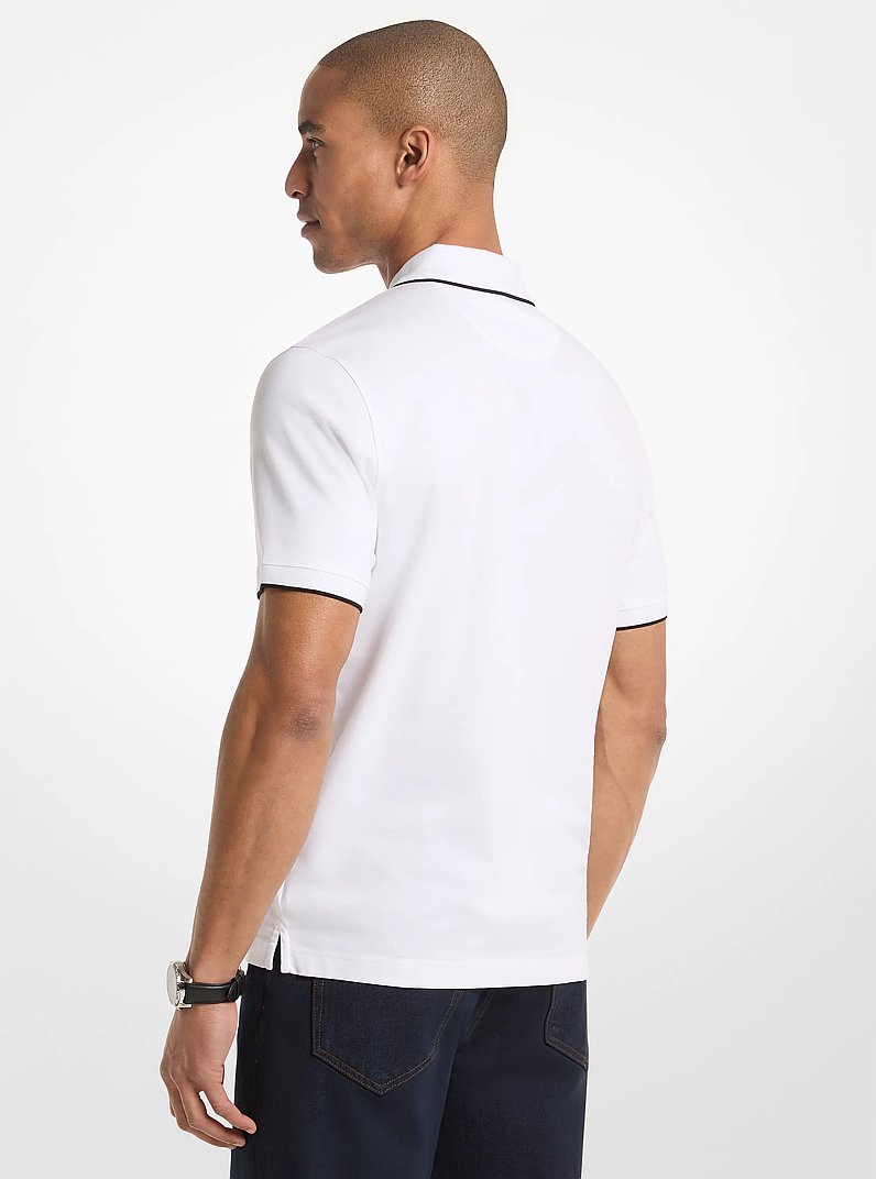 Michael Kors Cotton Jersey Zip-Up Polo Shirt WHITE