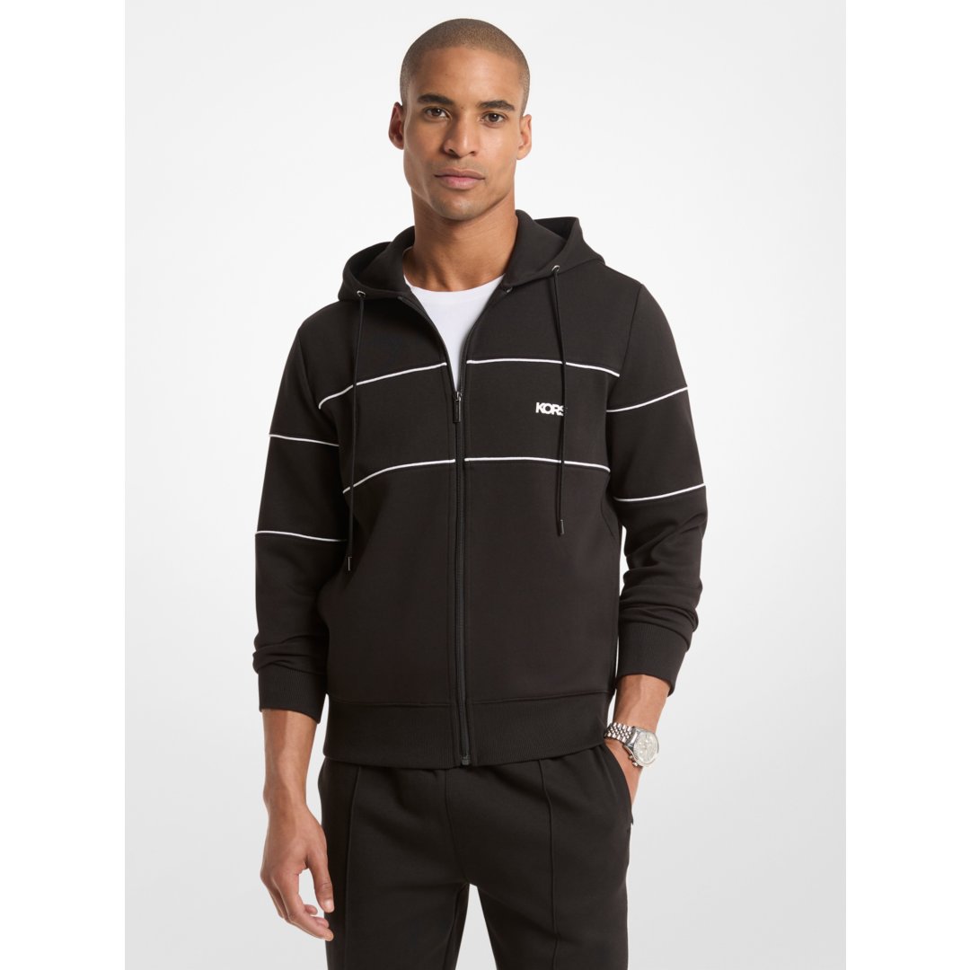 Michael Kors Cotton Blend Zip-Up Hoodie BLACK