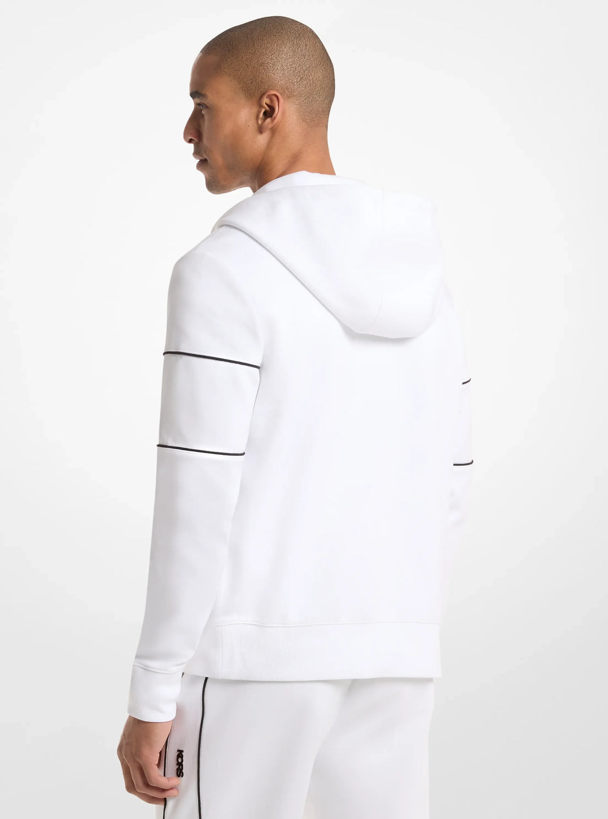 Michael Kors Cotton Blend Zip-Up Hoodie WHITE
