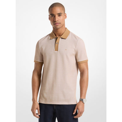 Michael Kors Waffle Stretch Cotton Polo Shirt DARK CAMEL