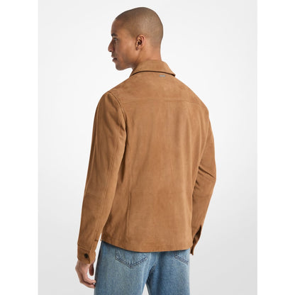 Michael Kors Perforated Suede Shirt Jacket DARK CAMEL