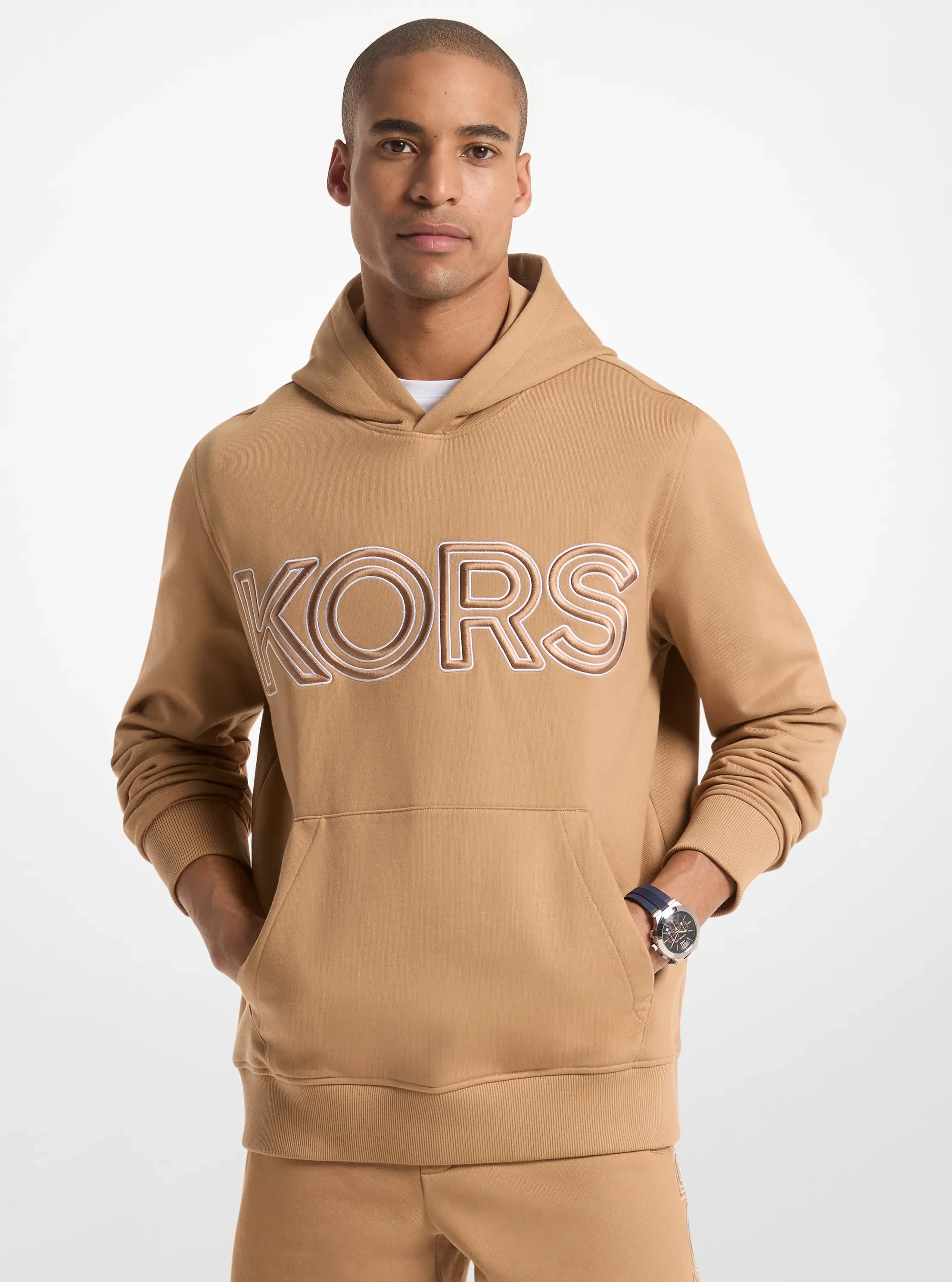 Michael Kors Logo Cotton Hoodie DARK CAMEL