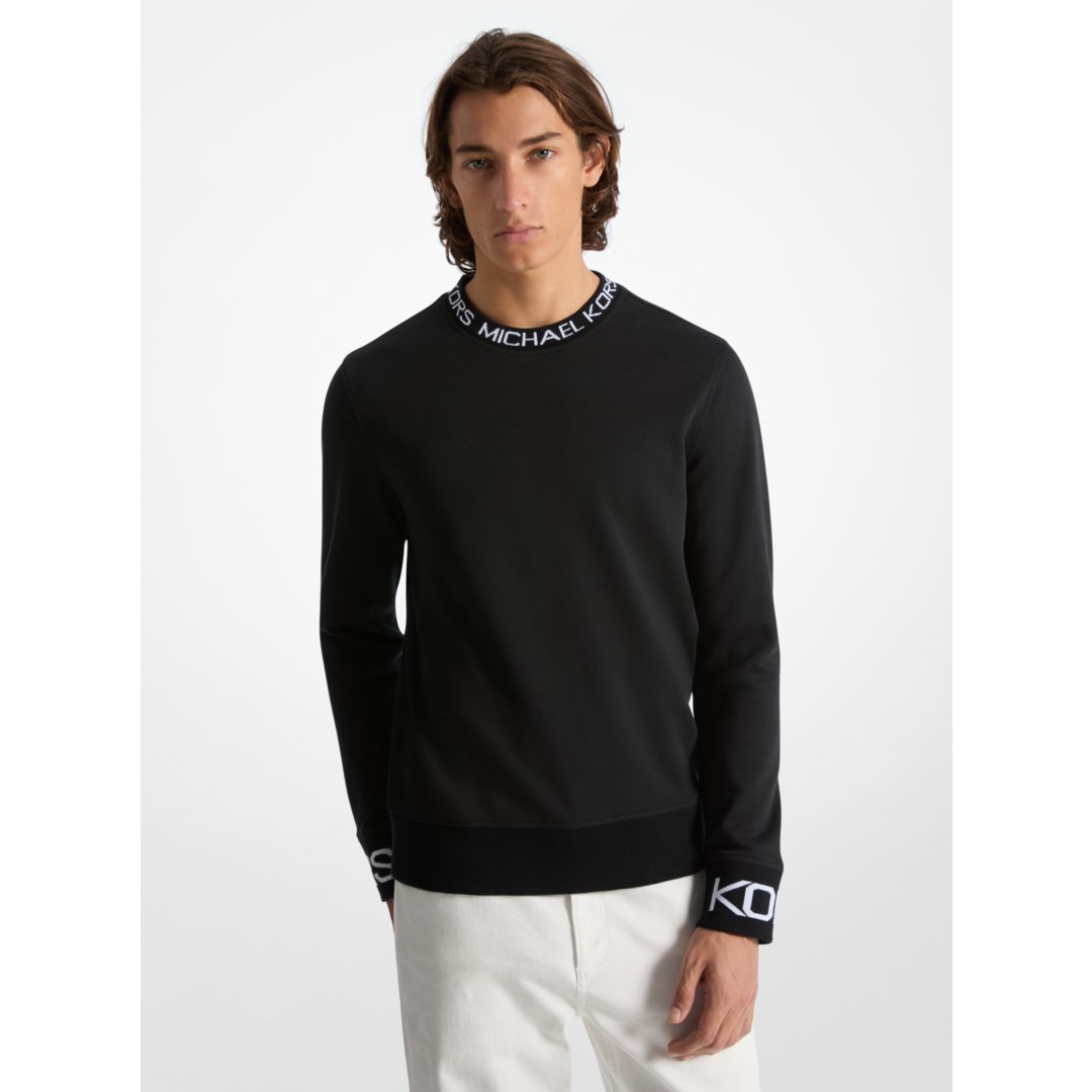 Michael Kors Logo Trim Cotton Blend Sweatshirt BLACK