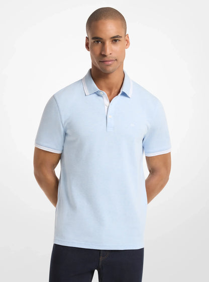 Michael Kors Greenwich Cotton Polo Shirt PASTEL BLUE HEATHER