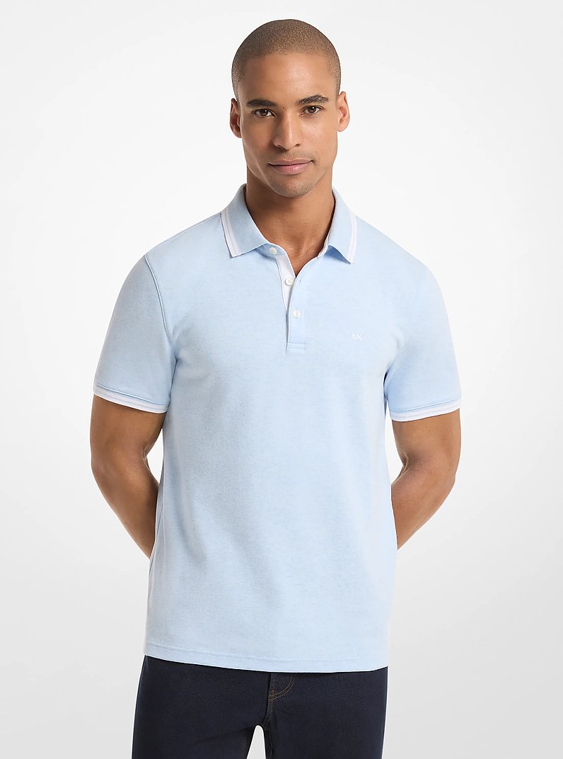 Michael Kors Greenwich Cotton Polo Shirt PASTEL BLUE HEATHER