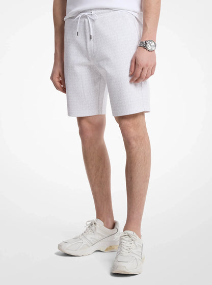 Michael Kors Signature Logo Cotton Blend Shorts WHITE
