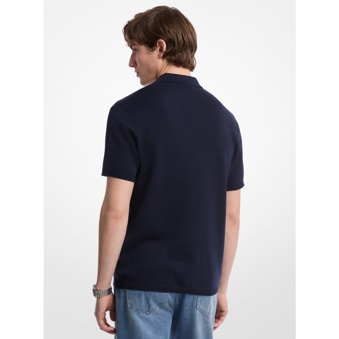 Michael Kors Cotton Zip-Up Polo Shirt MIDNIGHT