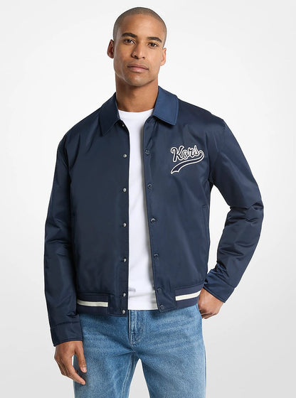 Michael Kors KORS Matte Satin Varsity Jacket MIDNIGHT
