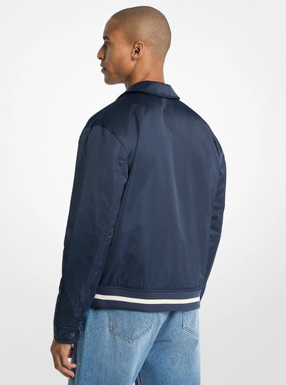 Michael Kors KORS Matte Satin Varsity Jacket MIDNIGHT