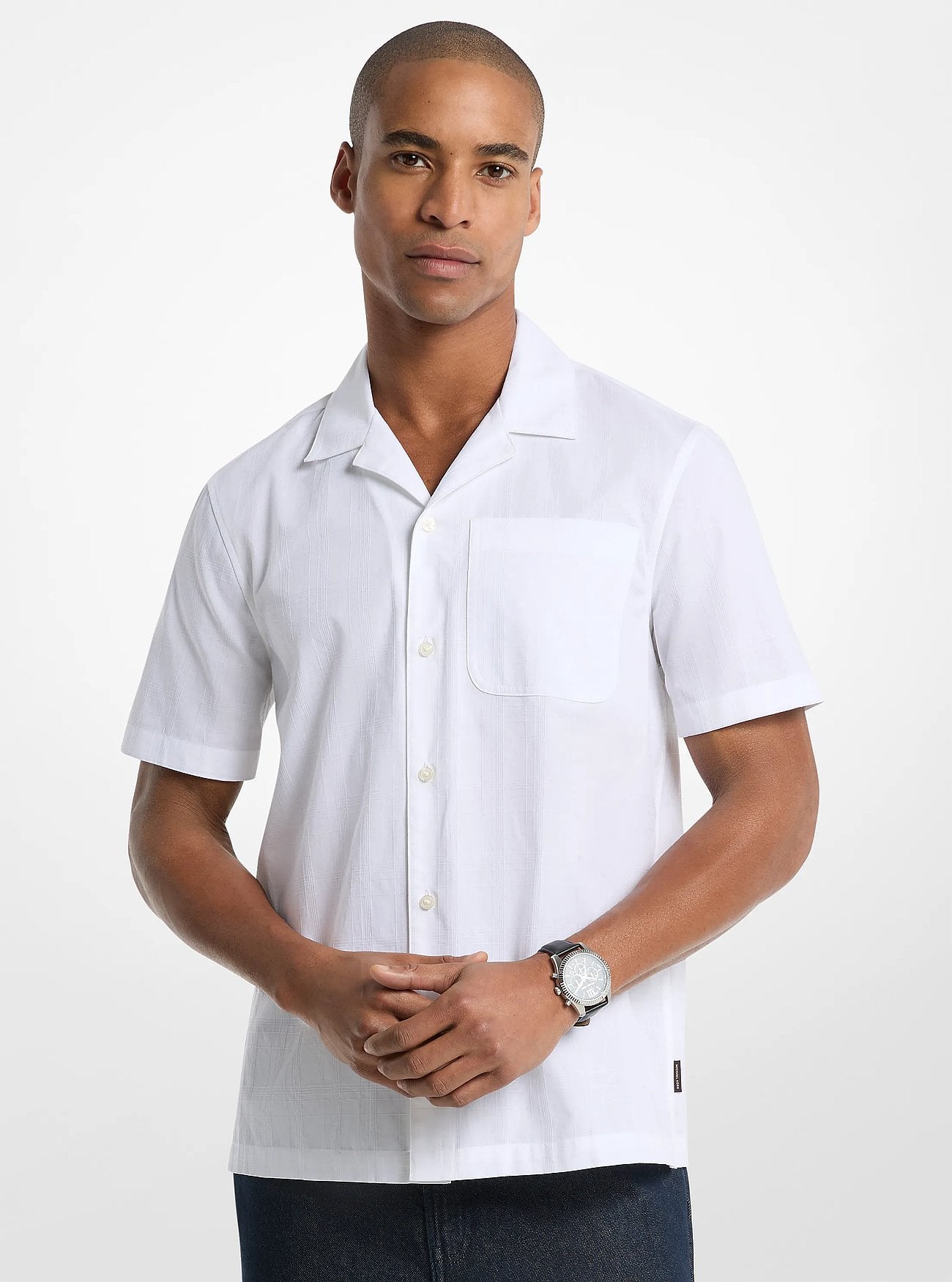 Michael Kors Cotton Short-Sleeve Shirt WHITE