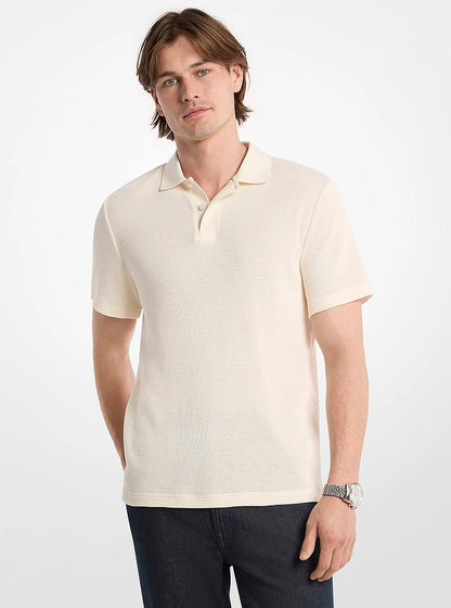 Michael Kors Waffle Knit Polo Shirt LT CREAM