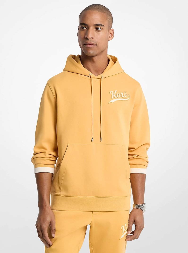 Michael Kors KORS Varsity Knit Cotton Blend Hoodie HONEYWHEAT