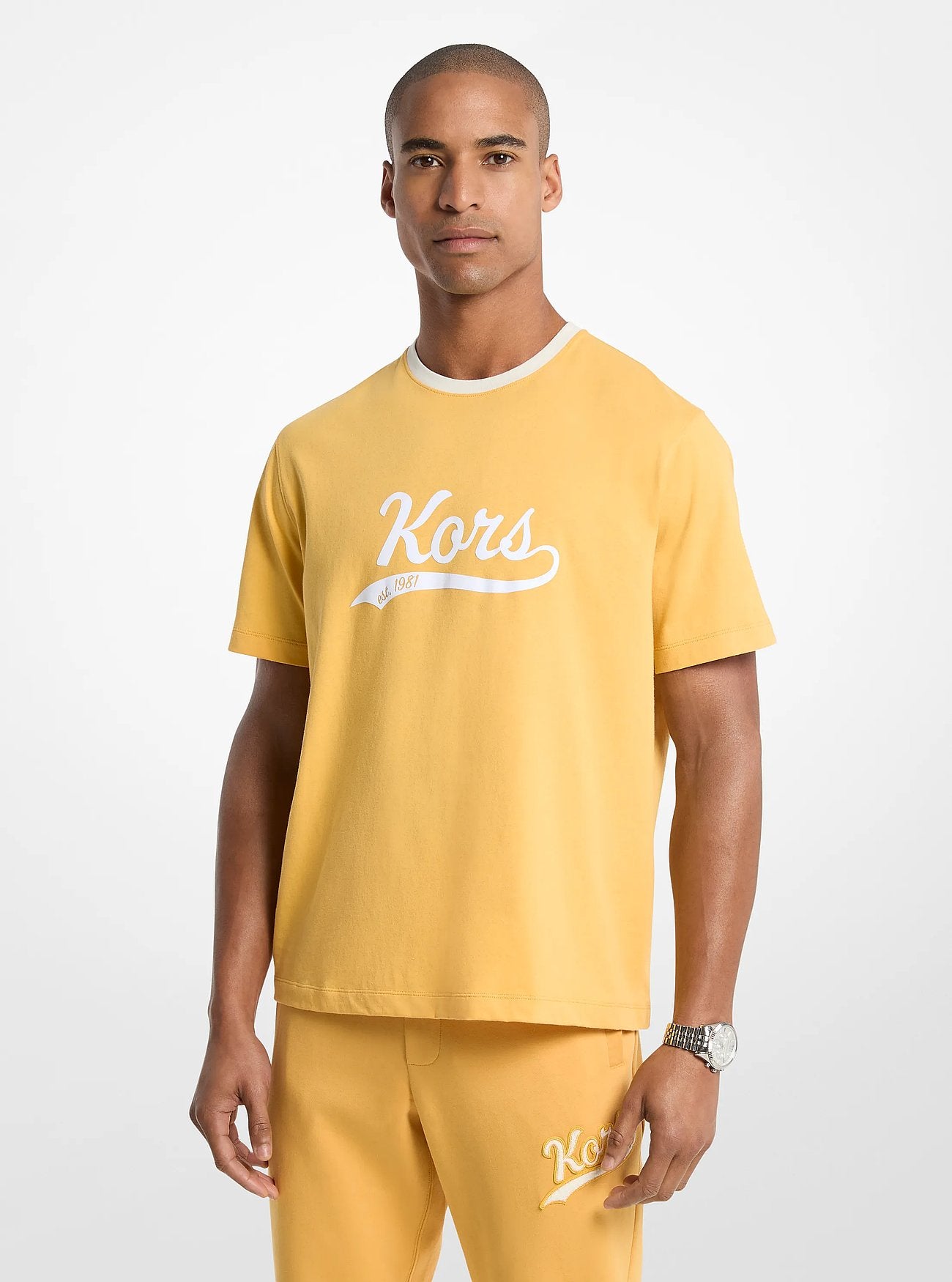 Michael Kors KORS Varsity Cotton Jersey T-Shirt HONEYWHEAT