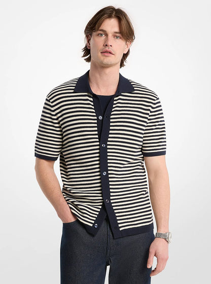 Michael Kors Striped Knit Shirt LT CREAM