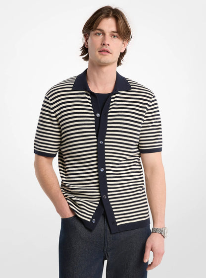 Michael Kors Striped Knit Shirt LT CREAM