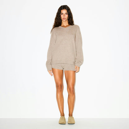 Skims Wool Cashmere Oversized V Neck Sweater Linen