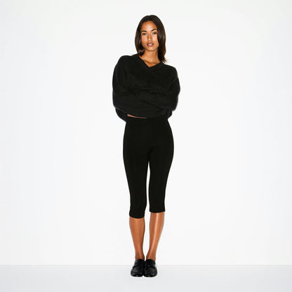 Skims Wool Cashmere Oversized V Neck Sweater Onyx