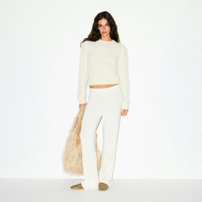 Skims Brushed Alpaca Crewneck Sweater Egret