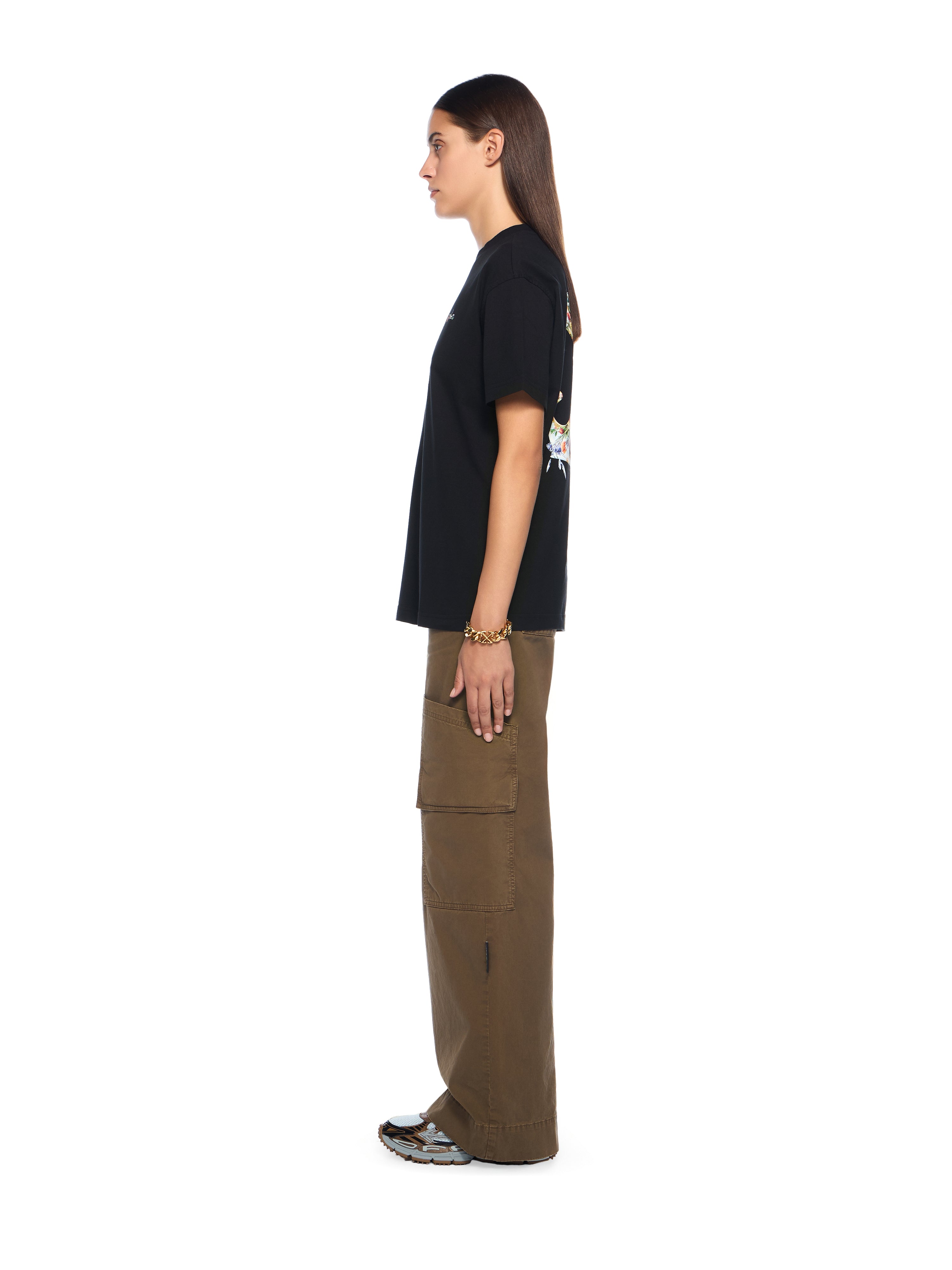 Off-White Arrow Glass Flower Regular Logo Tshirt Black